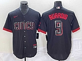 Men's Cincinnati Reds #9 Joe Burrow Black 2023 City Connect Cool Base Stitched Baseball Jersey,baseball caps,new era cap wholesale,wholesale hats